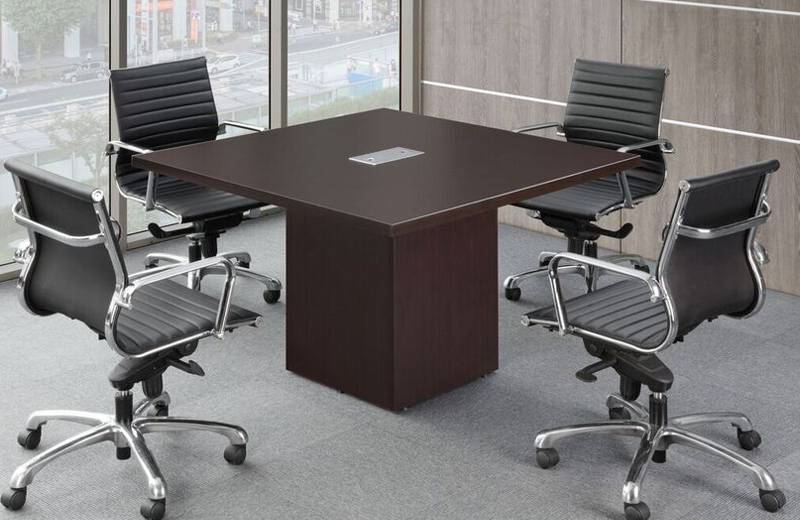 Square Meeting Table With Four Conference Chairs