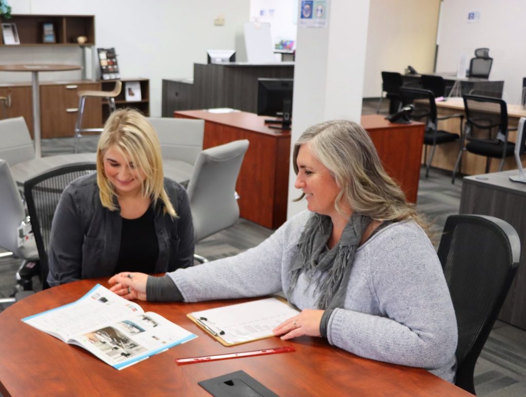 Design consultant meeting with client