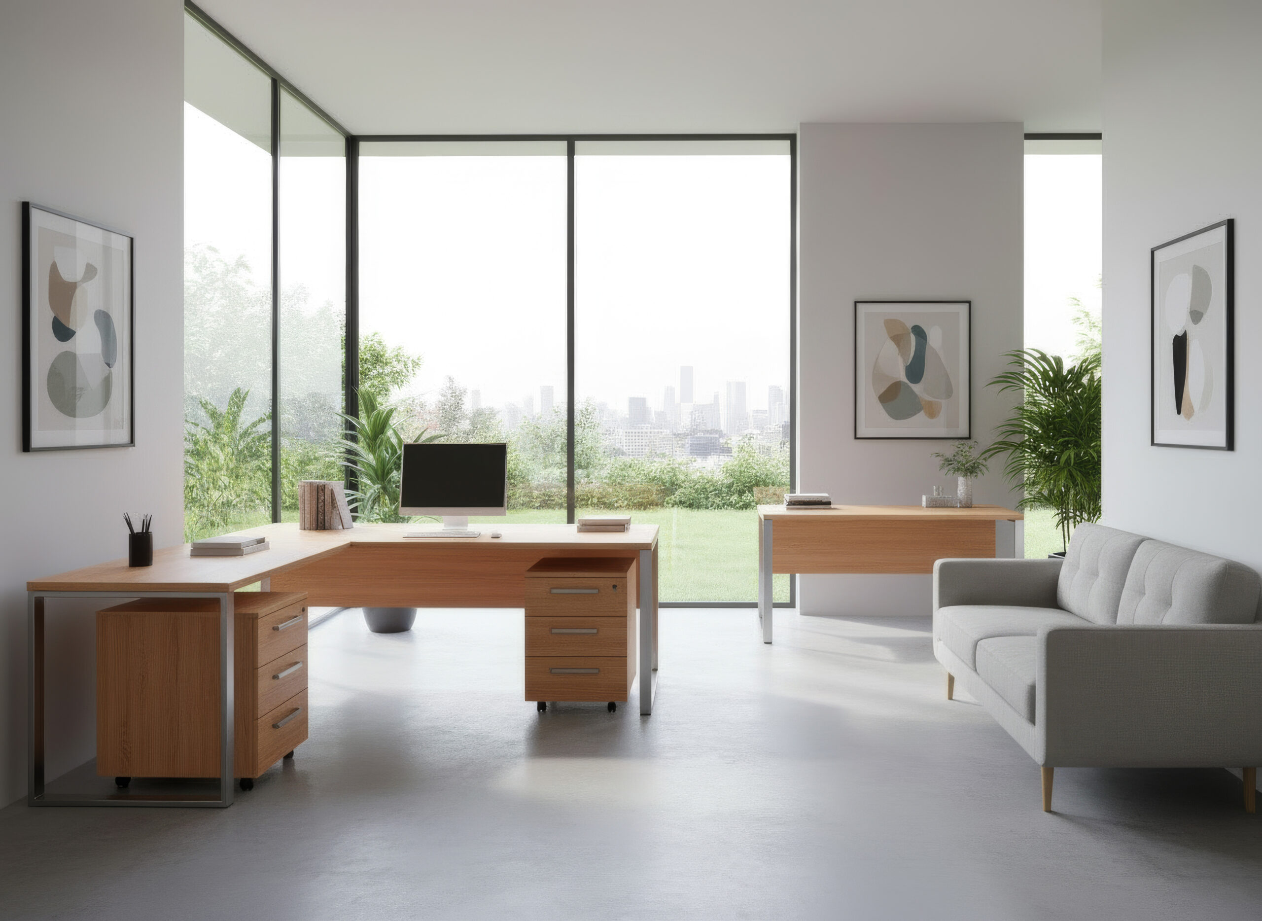 Modern Office Suite with Dual Desk Setup