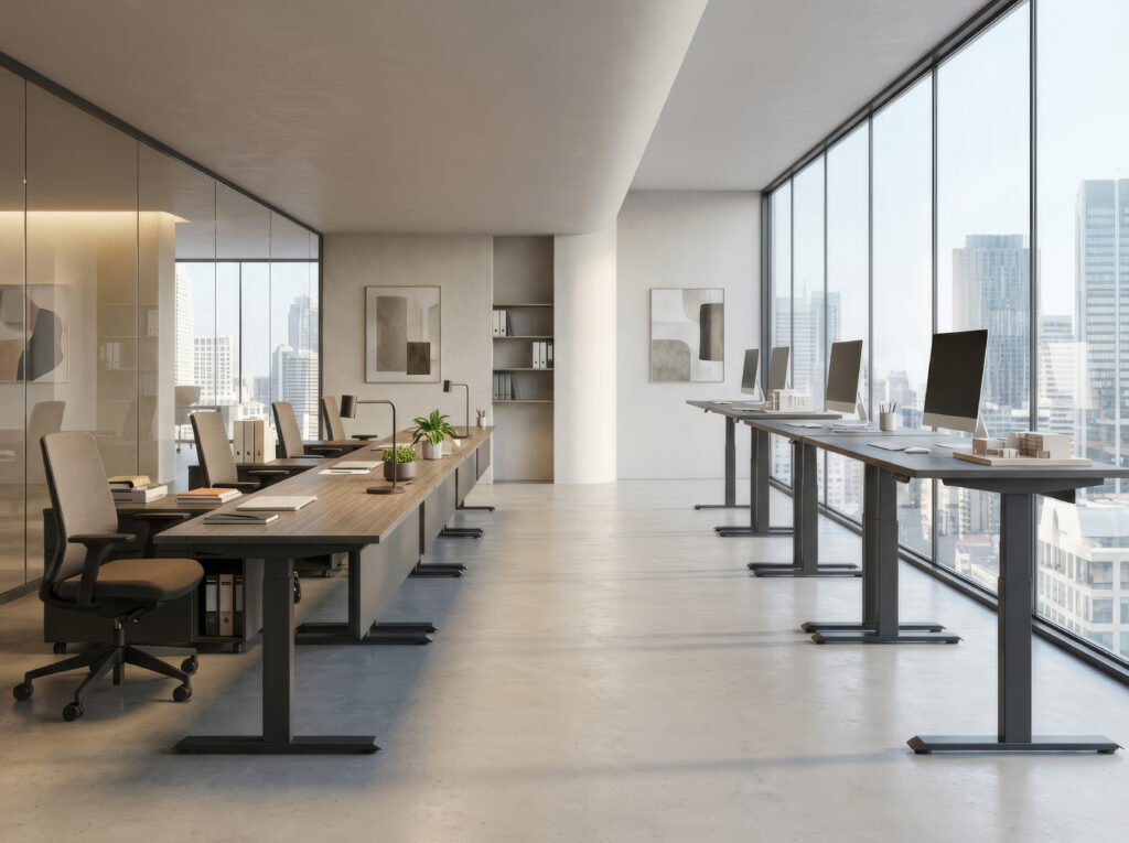 Sit Stand Desks in a Corporate Office